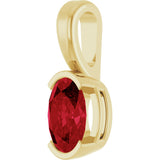 14K Gold Oval Lab-Grown Ruby Half-Bezel Solitaire Pendant - Yellow Gold - view 2