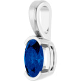 14K Gold Oval Lab-Grown Blue Sapphire Half-Bezel Solitaire Pendant - view 2