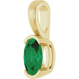 14K Gold Oval Lab-Grown Emerald Half-Bezel Solitaire Pendant - Yellow Gold - view 2