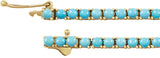 14K Gold Round Natural Turquoise Line Bracelet - view 5