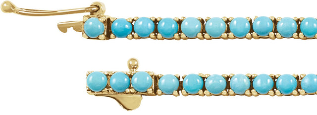 14K Gold Round Natural Turquoise Line Bracelet - view 5