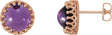 14K Gold Natural Amethyst Round Cabochon Crown Earrings