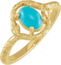14K Gold Oval Natural Turquoise Cabochon Snake Ring - Yellow Gold