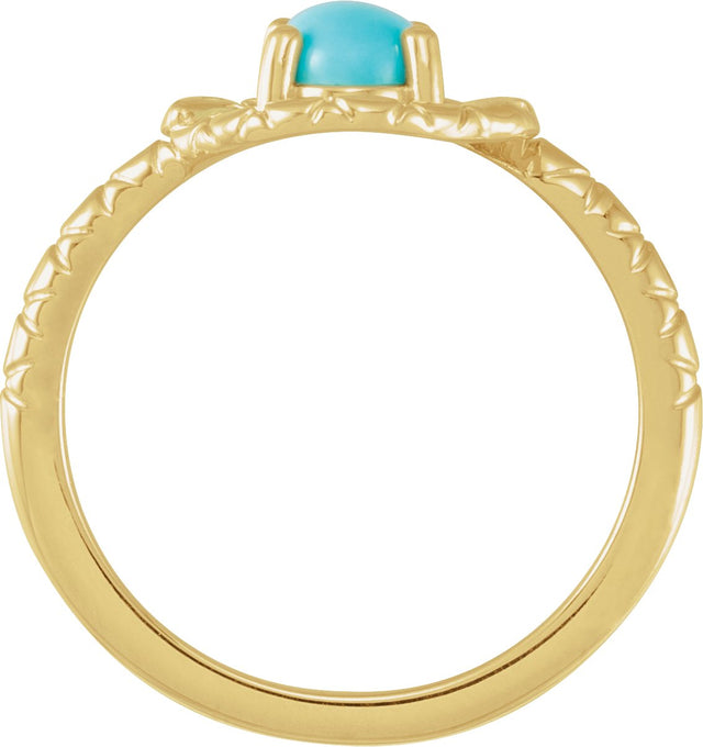 14K Gold Oval Natural Turquoise Cabochon Snake Ring - Yellow Gold - view 2