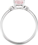 14K Gold Natural Pink Morganite & Natural White Opal Oval 4-Prong Accented Ring - White Gold - view 2