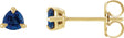 14K Gold Natural Blue Sapphire Trillion 3-Prong Claw Earrings - Yellow Gold