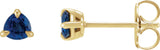 14K Gold Natural Blue Sapphire Trillion 3-Prong Claw Earrings - Yellow Gold