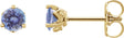 14K Gold Natural Tanzanite Round 3-Prong Stud Earrings - Yellow Gold