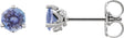 Platinum Natural Tanzanite Round 3-Prong Stud Earrings