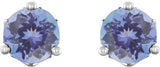 Platinum Natural Tanzanite Round 3-Prong Stud Earrings - view 2