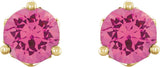 14K Gold Natural Pink Spinel Round 3-Prong Stud Earrings - Yellow Gold - view 2