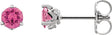 Platinum Natural Pink Spinel Round 3-Prong Stud Earrings