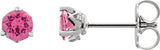 14K Gold Natural Pink Spinel Round 3-Prong Stud Earrings - White Gold