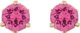 14K Gold Natural Pink Spinel Round 3-Prong Stud Earrings - Rose Gold - view 2