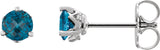 Platinum Natural London Blue Topaz Round 3-Prong Stud Earrings