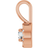 14K Gold Emerald Natural White Sapphire Halo-Style Necklace or Pendant - Rose Gold - view 6