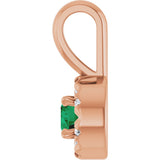 14K Gold Emerald Natural Emerald Halo-Style Necklace or Pendant - Rose Gold - view 6