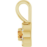 14K Gold Emerald Natural Citrine Halo-Style Necklace or Pendant - Yellow Gold - view 6
