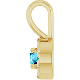 14K Gold Emerald Natural Aquamarine Halo-Style Necklace or Pendant - Yellow Gold - view 6