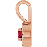 14K Gold Emerald Natural Ruby Halo-Style Necklace or Pendant - Rose Gold - view 6
