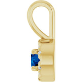 14K Gold Emerald Natural Blue Sapphire Halo-Style Necklace or Pendant - Yellow Gold - view 6