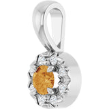 Platinum Emerald Natural Citrine Halo-Style Necklace or Pendant - view 5