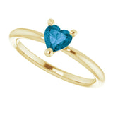14K Gold Natural London Blue Topaz Heart Solitaire Ring - Yellow Gold - view 5