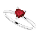 14K Gold Natural Mozambique Garnet Heart Solitaire Ring - White Gold - view 5
