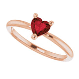 14K Gold Natural Mozambique Garnet Heart Solitaire Ring - Rose Gold - view 5