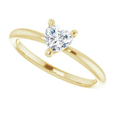 14K Gold Natural White Sapphire Heart Solitaire Ring - Yellow Gold - view 5