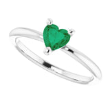 Platinum Lab-Grown Emerald Heart Solitaire Ring - view 5