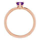 14K Gold Natural Amethyst Heart Solitaire Ring - Rose Gold - view 2