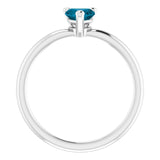 Platinum Natural London Blue Topaz Heart Solitaire Ring - view 2