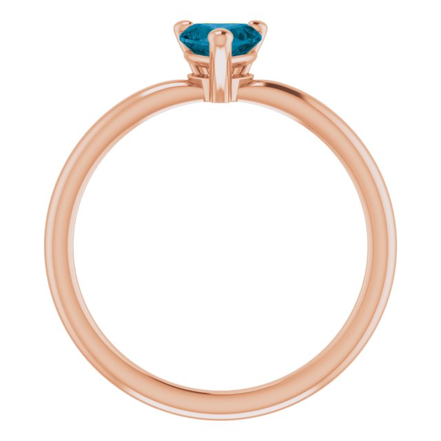 14K Gold Natural London Blue Topaz Heart Solitaire Ring - Rose Gold - view 2