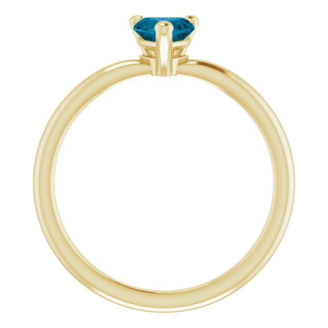 14K Gold Natural London Blue Topaz Heart Solitaire Ring - Yellow Gold - view 2