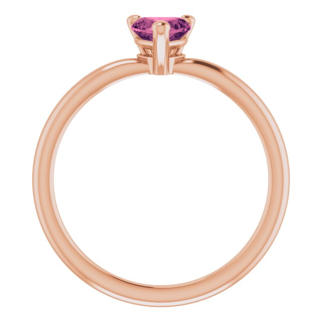 14K Gold Natural Pink Tourmaline Heart Solitaire Ring - Rose Gold - view 2