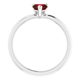 14K Gold Natural Mozambique Garnet Heart Solitaire Ring - White Gold - view 2