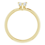 14K Gold Natural White Sapphire Heart Solitaire Ring - Yellow Gold - view 2