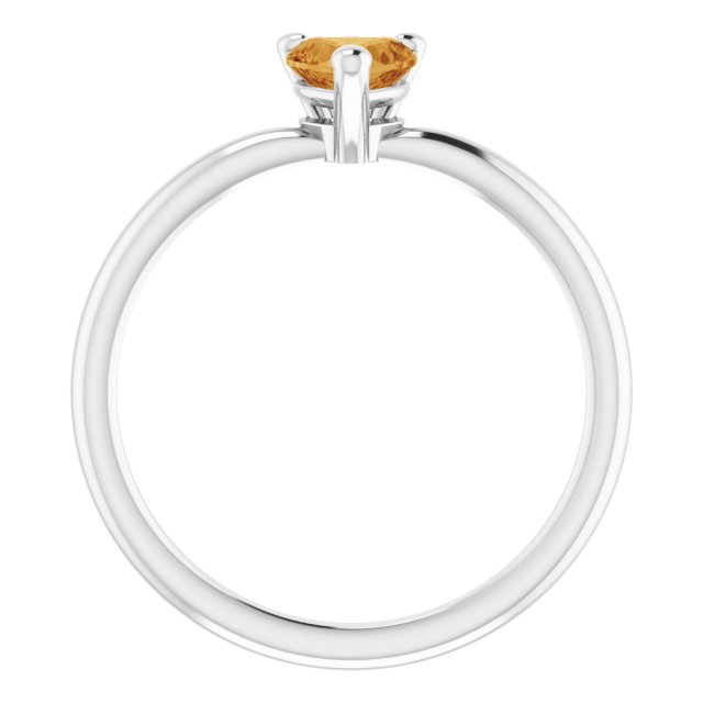 Platinum Natural Citrine Heart Solitaire Ring