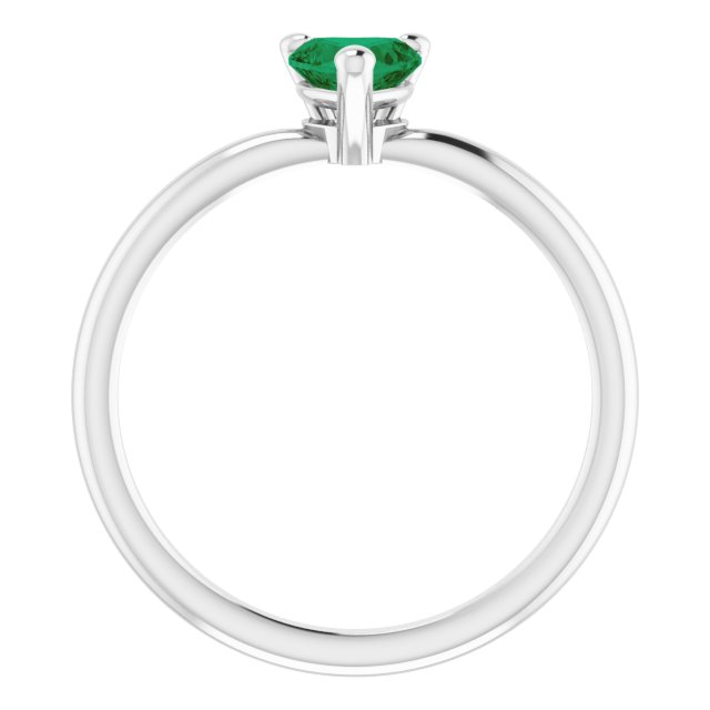 Platinum Lab-Grown Emerald Heart Solitaire Ring - view 2