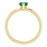 14K Gold Lab-Grown Emerald Heart Solitaire Ring - Yellow Gold - view 2
