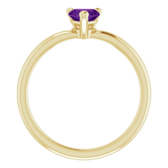 14K Gold Natural Amethyst Heart Solitaire Ring - Yellow Gold - view 2