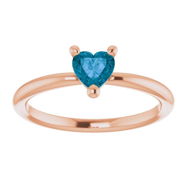 14K Gold Natural London Blue Topaz Heart Solitaire Ring - Rose Gold - view 3