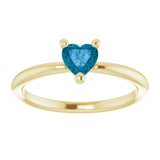 14K Gold Natural London Blue Topaz Heart Solitaire Ring - Yellow Gold - view 3