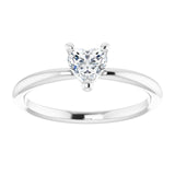Platinum Natural White Sapphire Heart Solitaire Ring - view 3