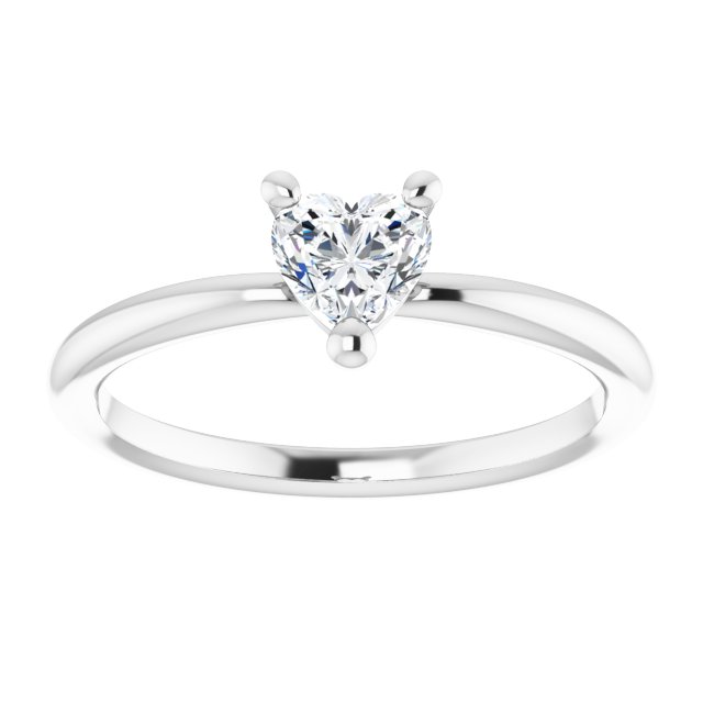 Platinum Natural White Sapphire Heart Solitaire Ring - view 3