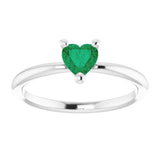 Platinum Lab-Grown Emerald Heart Solitaire Ring - view 3
