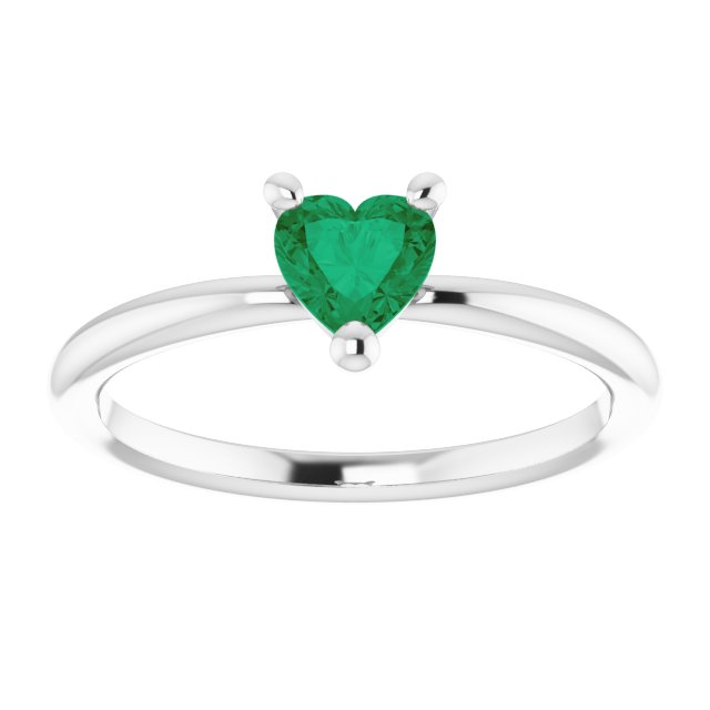 Platinum Lab-Grown Emerald Heart Solitaire Ring - view 3