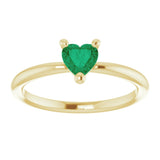 14K Gold Lab-Grown Emerald Heart Solitaire Ring - Yellow Gold - view 3