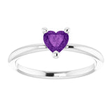 Platinum Natural Amethyst Heart Solitaire Ring - view 3